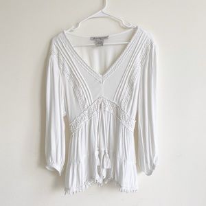 American Rag Boho White Women Blouse Size L